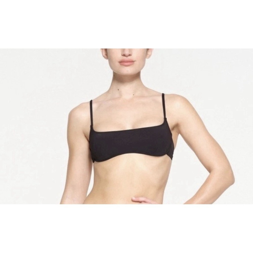 NWT SKIMS RECYCLED SWIM MICRO SCOOP‎ BIKINI TOP ONYX BLACK SIZE XL  BT-SCP-2785